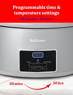 Betty Crocker 6-Qt Slow Cooker, Silver (BC-4587S)