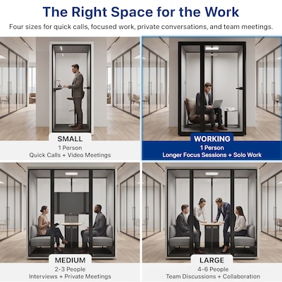Uncaged Ergonomics Modular Acoustic Office Pod with Ventilation, Lighting and Power, Working, Black (POD-W-black)