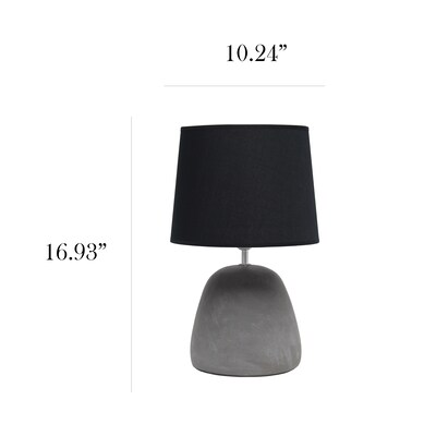Simple Designs Round Concrete Table Lamp, Black (LT2058-BLK)