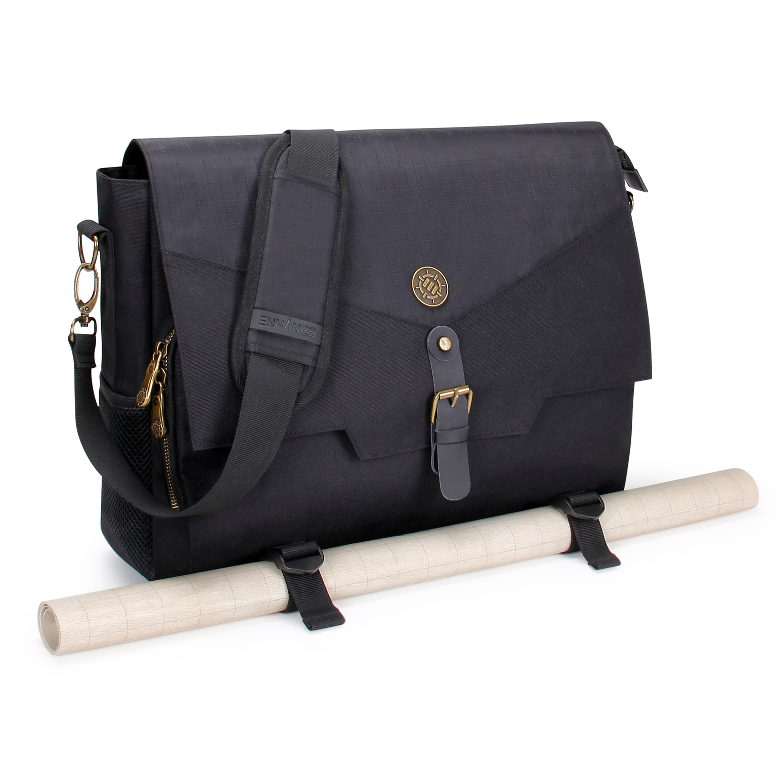 ENHANCE Tabletop Roleplaying Game Fabric Messenger Bag, Black (5871345)