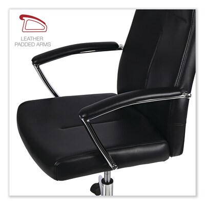 Alera® Fixed Arm Leather Task Chair, Black (ALEWS4116)