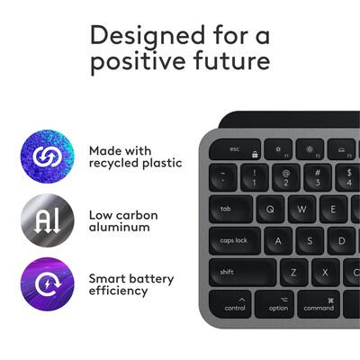 Logitech MX Keys S for Mac Wireless Keyboard, Space Gray (920-011621)