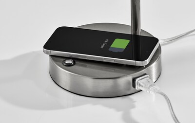 Adesso Dax LED Wireless Charging Desk Lamp, Brushed Steel (2611-22)