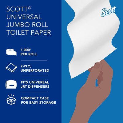 Scott Essential Recycled Jumbo Toilet Paper, 2-ply, White, 4 Rolls/Case (03148)