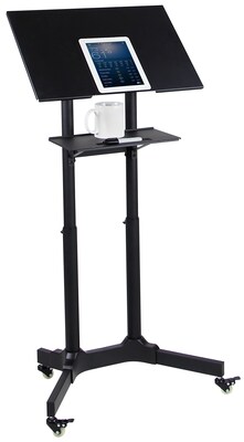 Mount-It! 24" W Portable Lectern Adjustable Aluminum Standing Podium, Black (MI-7971)