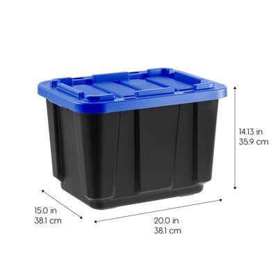 Iris 46 Quart Storage Container with Latching Lid, Plastic, Black, 4/Pack (500410)