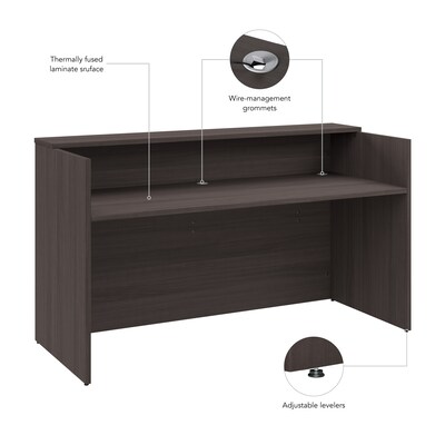 Bush Business Furniture Arrive 72"W Reception Desk with Shelf, Storm Gray (AVD172SGK)