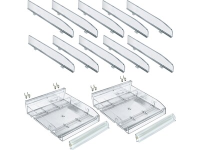 Azar 3.5" x 12" Pegboard 6-Compartment Cosmetic Tray, Clear, 2/Pack (225899-DIVIDER-2PK)