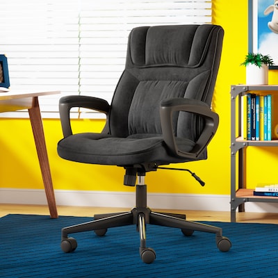 Serta Hannah I Ergonomic Microfiber Swivel Executive Chair, Black (43670D)