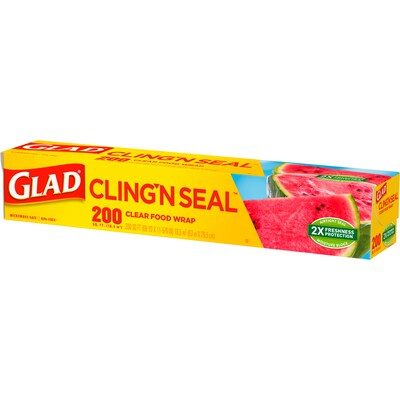 Glad ClingWrap Plastic Wrap, 200 Sq Ft., 12 Boxes/Carton (00020)