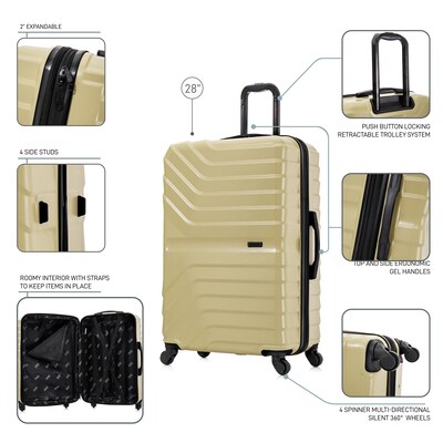 InUSA Aurum 29.92" Hardside Suitcase, 4-Wheeled Spinner, TSA Checkpoint Friendly, Champagne (IUAUR00L-CHA)