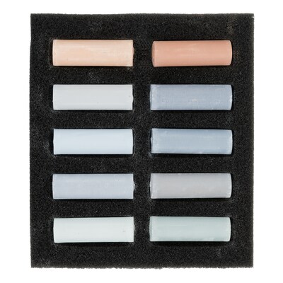 Rembrandt Soft Half Stick Pastel Gray Tones Micro Set, Assorted Colors, 10/Set (RBX31821004)