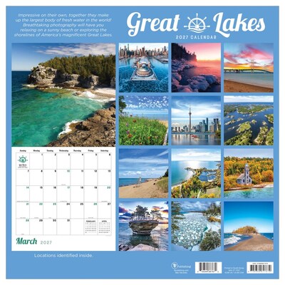 2027 TF Publishing Great Lakes 12" x 12" Monthly Wall Calendar, Multicolored (27-1037)
