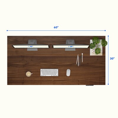 FlexiSpot E7COMMERCIAL 60''W Electric Height Adjustable Standing Desk, Black Walnut/Black(E7BCOM6030-BW)