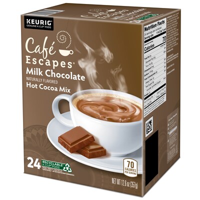 Cafe Escapes Milk Chocolate Hot Cocoa Mix, Keurig® K-Cup® Pods, 24/Box (6801)