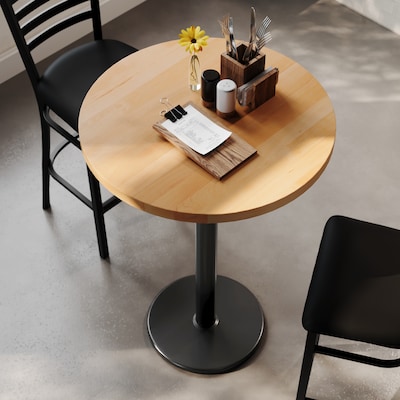 Flash Furniture Bennett 30" Round Wooden Commercial Indoor Table, Natural Top/Black Base (GSFRD30NTTR18B)