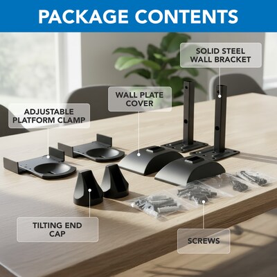 Mount-It! Speaker Wall Mounts with Sliding Clamps, Black, 2/Pack (MI-SB37)