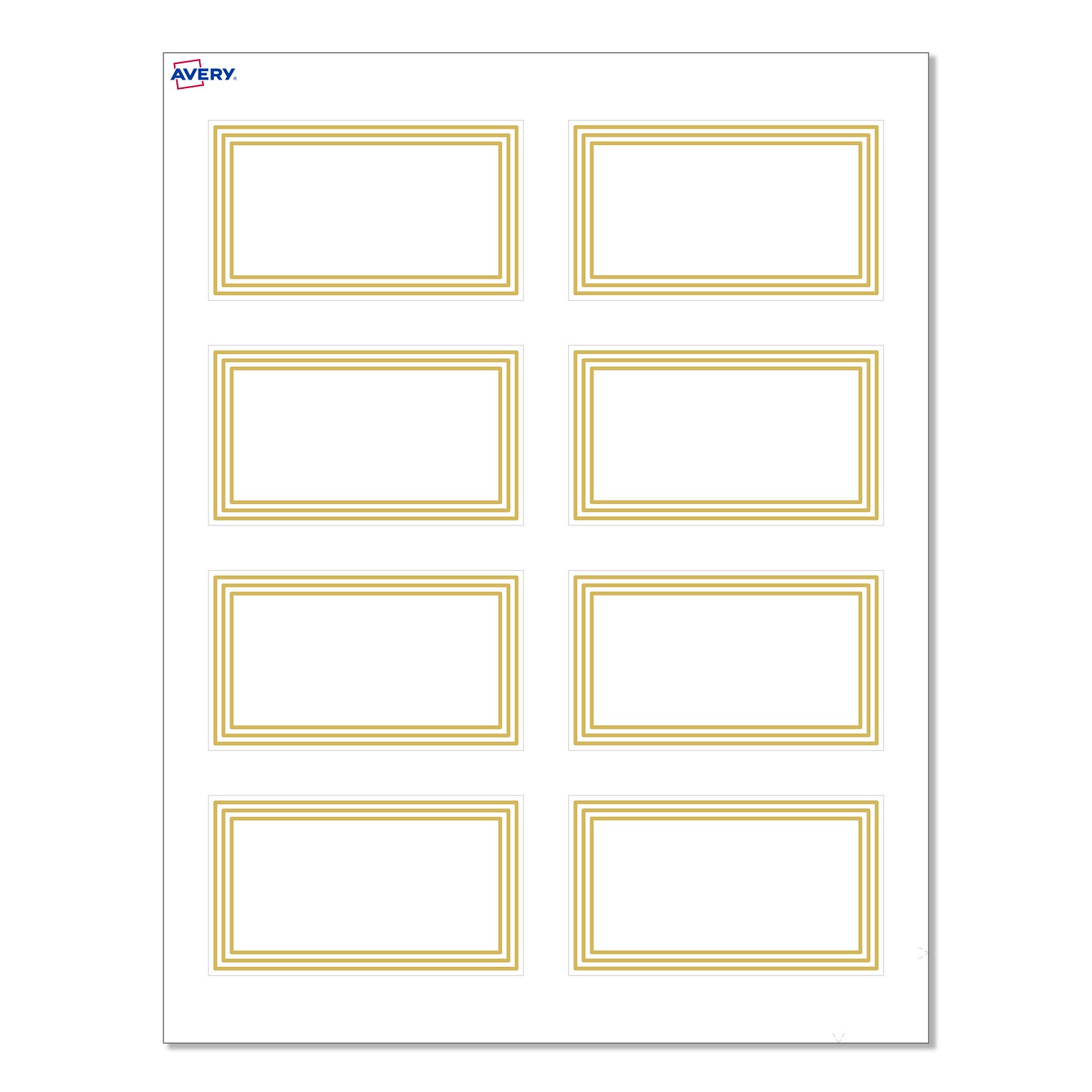 Avery Multi-Lined Gold Border Matte Blank Card, White, 80/Pack (S00-D1A)