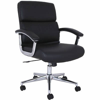 Lorell Vuelo Modern Bonded Leather Swivel Management Chair, Black (LLR20028)