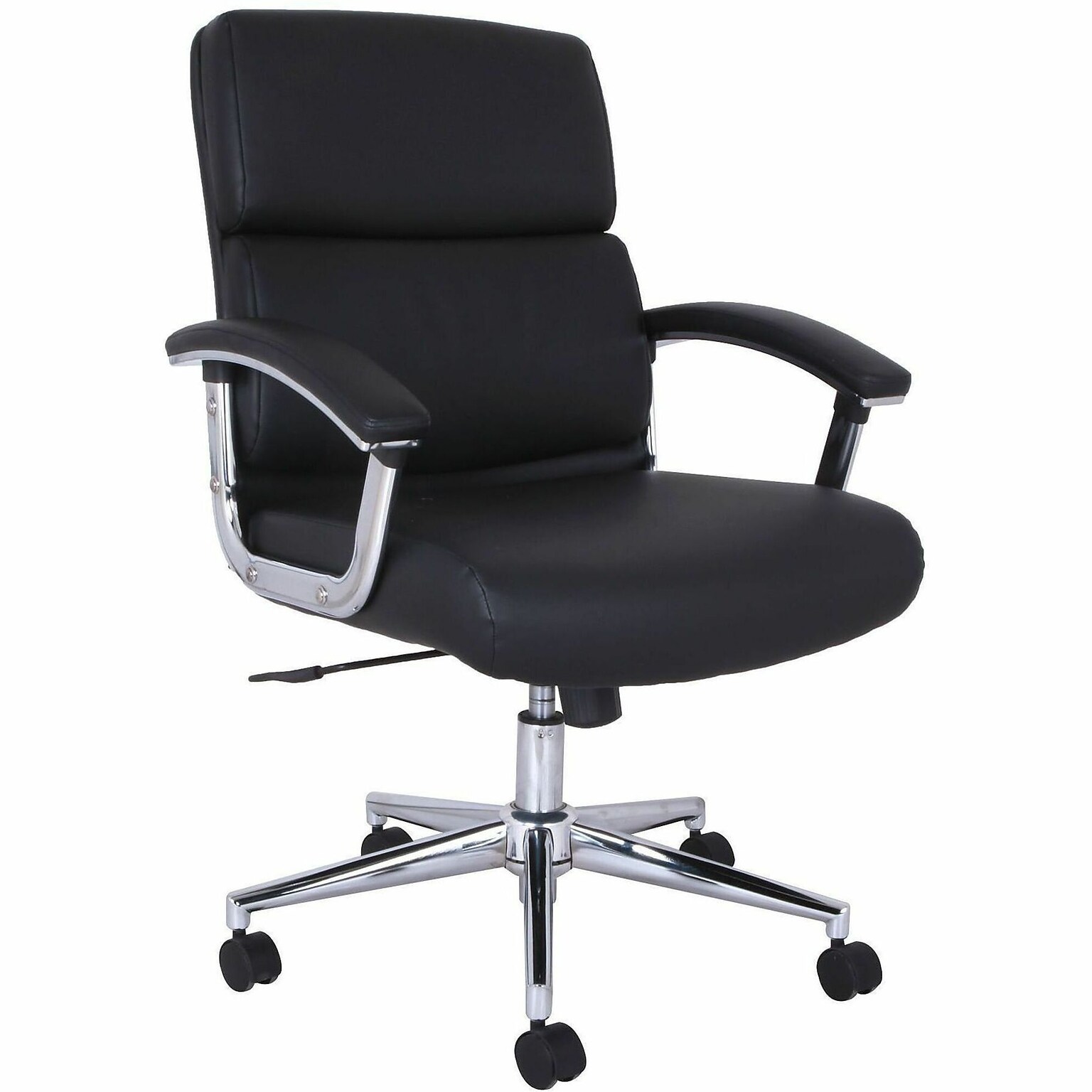 Lorell Vuelo Modern Bonded Leather Swivel Management Chair, Black (LLR20028)