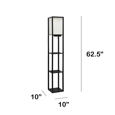 Creekwood Home Classix 62.5 Floor Lamp with Rectangular Shade, Black (CWF-3009-BK-LB)