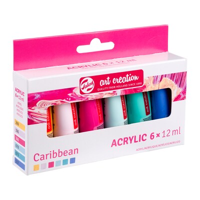 Talens Art Creation Acrylic Paint, Assorted Colors, 12mL, 6/Set, 3 Sets/Bundle (TLN9021863M-3)