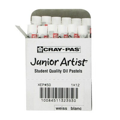 Sakura Cray-Pas Junior Artist Oil Pastels, White, 12/Pack, 6 Packs/BUndle (SAKXEP050-6)