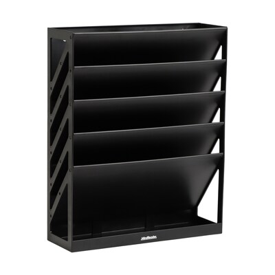 Mind Reader 5-Compartment Plastic Mountable Wall File, Black (WALLANCH-BLK)