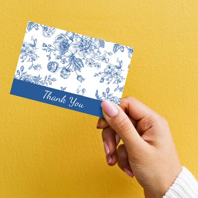 Great Papers Blue Floral Toile General Use Thank You Notecard Kits, Multicolored, 24/Pack (2025020)