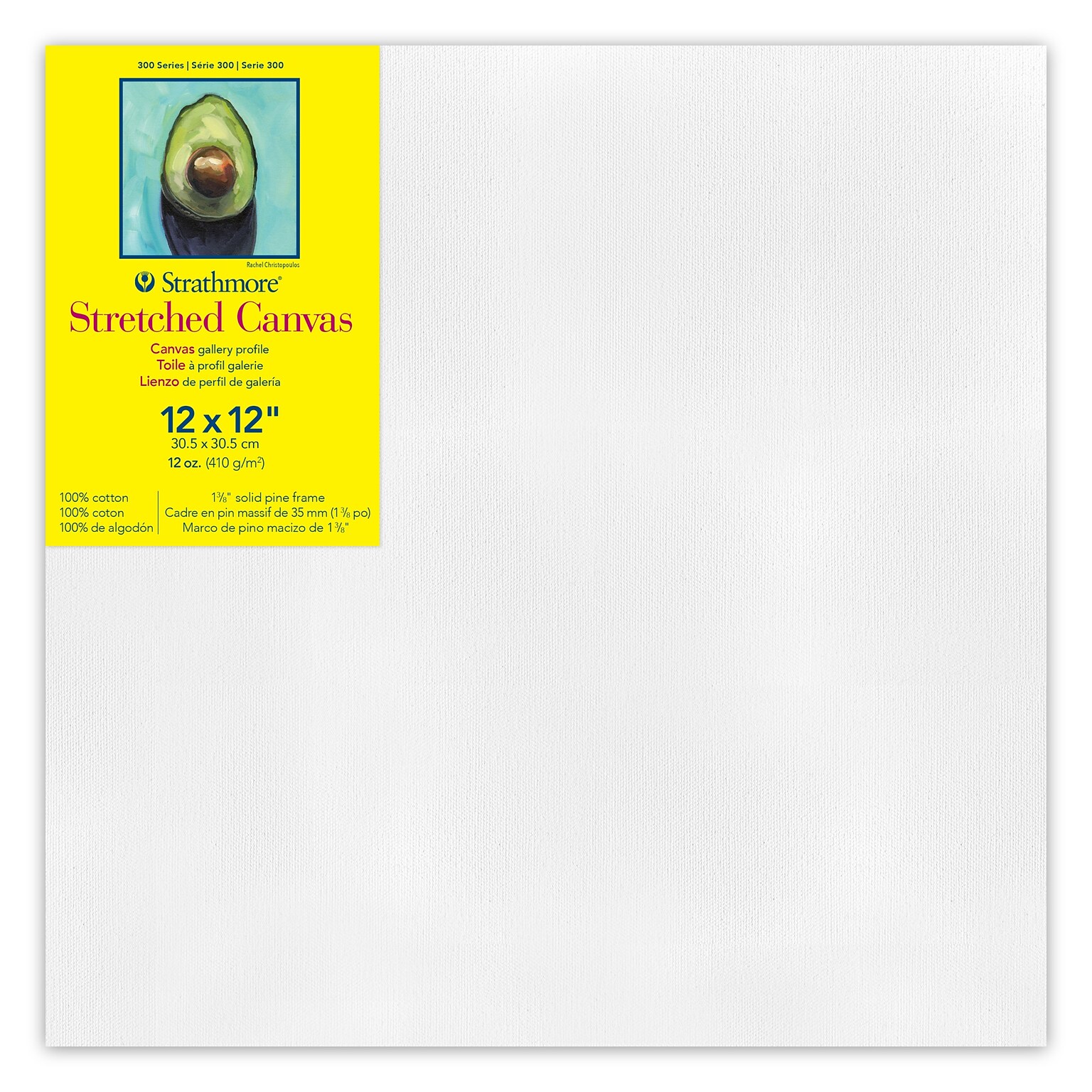 Strathmore 300 Series Primed Gallery Stretched Canvas, 12 x 12 (STT31421)