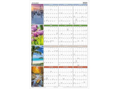 2025 AT-A-GLANCE Seasons in Bloom 36" x 24" Yearly Wall Calendar, Reversible (PA133-25)