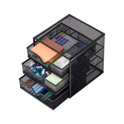 Mind Reader 3-Drawer Desktop Storage Organizer, Black (MINMESH3-BLK)