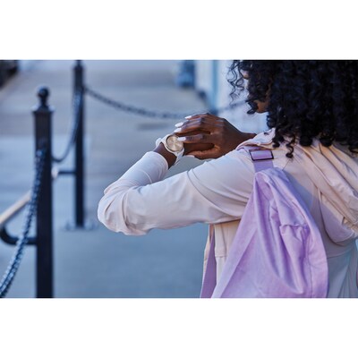 Garmin vívomove Trend Smartwatch, 40.4mm, Peach Gold Stainless Steel Bezel, Ivory Silicone Band (010-02665-01)