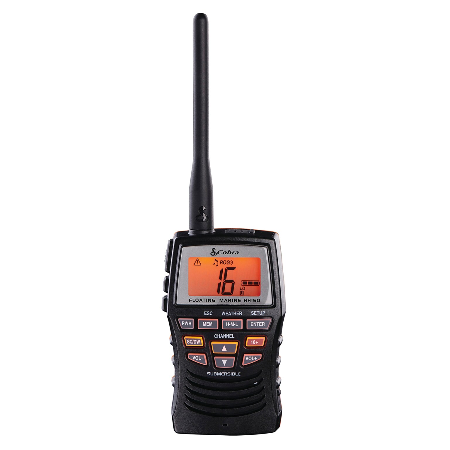 Cobra Marine 3-Watt Floating VHF Handheld Radio, Black (MR HH150 FLT)