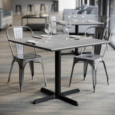 Flash Furniture Acadia Square Wooden Dining Table with X-Base, 36"D x 36"W, Gray Faux Concrete/Black Base (STSQ36CGT3030)