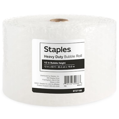 Staples® 1/2 Bubble Roll, 12 x 65, Clear (4069422)