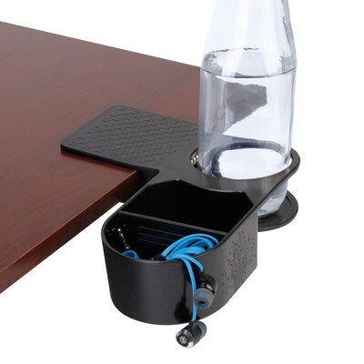 Enhance Clip On Desk Cup Holder with Storage, Black (ENUNCSM100BKWS)