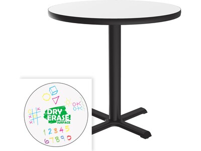 Correll 30" Round Dry-Erase Markerboard Cafe Table, Frosty White/Black (BXT30DER-80)