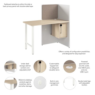 Bush Business Furniture Hustle 48"W Cubicle Workstation, White/Natural Elm (HUCB248WHNE)