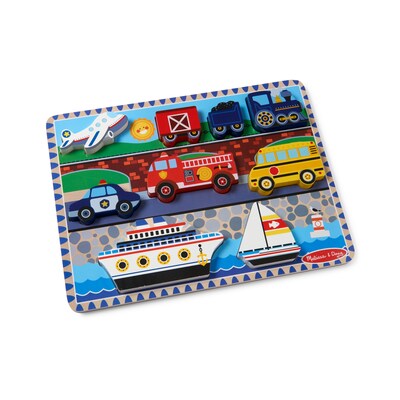 Melissa & Doug 9-Piece Vehicles Wooden Chunky Puzzle, 12 Puzzles/Pack (50227-CASE)