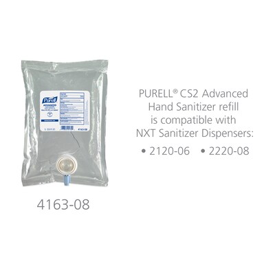 PURELL Advanced 70% Alcohol Gel Hand Sanitizer Refill for CS2 and NXT Dispensing Systems, 1000mL, 8/