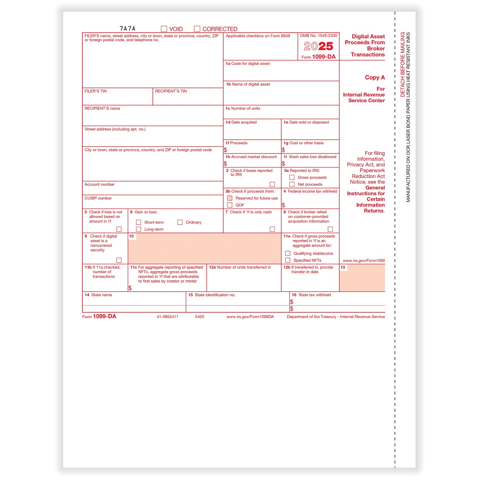 ComplyRight 2025 1099 Tax Form, Copy A, 50/Pack (542050)