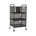 Mind Reader 4-Drawer Mobile Utility Cart with Wheels, Metal, Black (4DRMESH-BLK)