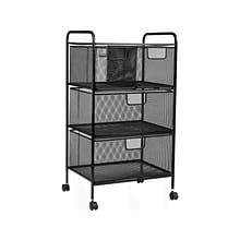 Mind Reader 4-Drawer Mobile Utility Cart with Wheels, Metal, Black (4DRMESH-BLK)