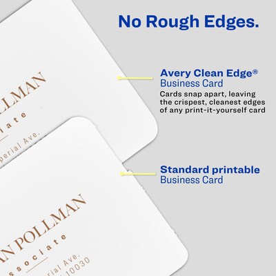 Avery Clean Edge Laser Square Cards with Rounded Corners, 2 1/2" x 2 1/2", White, 20 Sheets/Pack, 180 Cards/Pack (35703)
