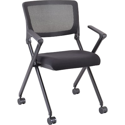 Lorell Mobile Mesh Back Nesting Chairs, Black, 2/Carton (LLR41845)