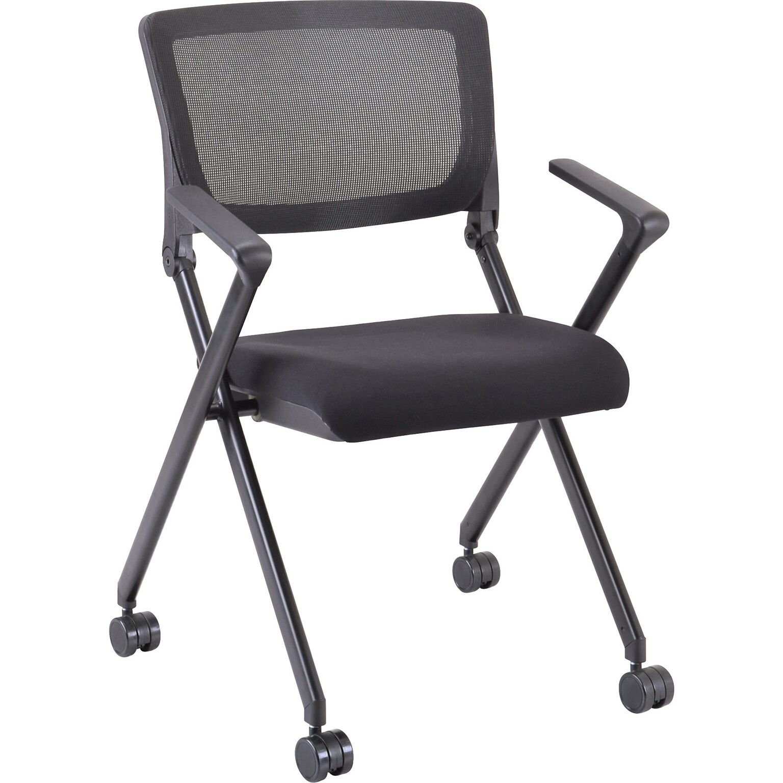 Lorell Mobile Mesh Back Nesting Chairs, Black, 2/Carton (LLR41845)