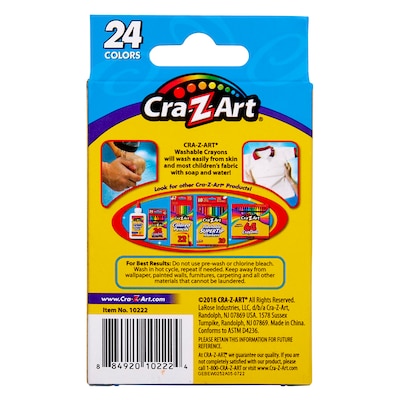 Cra-Z-Art Washable Crayon, Assorted Colors, 24/Pack (10222-48)