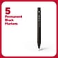 TRU RED™ Pen Permanent Markers, Ultra Fine Tip, Black, 5/Pack (TR54525)