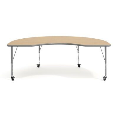 Flash Furniture Wren Kidney Activity Table, 72" x 48", Height Adjustable, Light Natural Top/Silver Frame (XUA4872KDLNTPC)